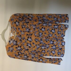 NWT Garnet Hill Floral Merino Wool Cardigan -Size XL - Orange, Blue&White